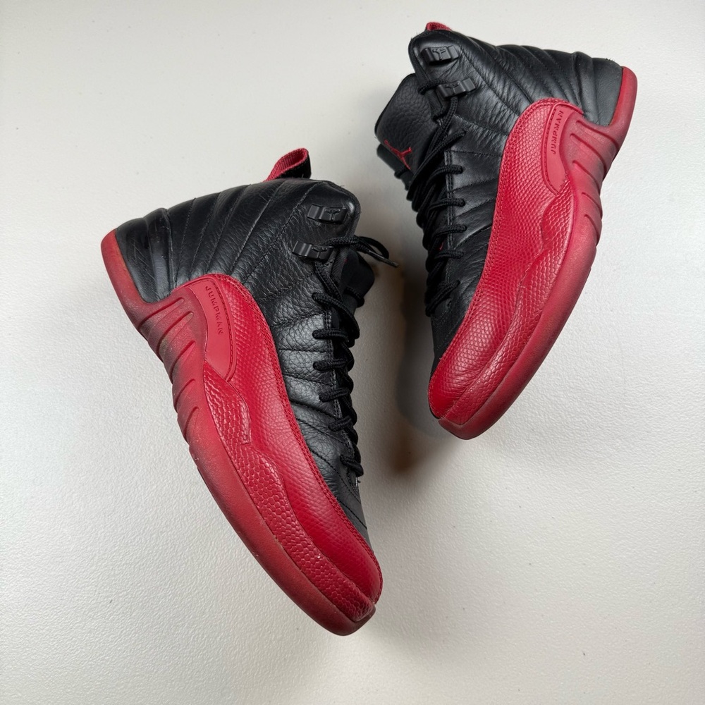 Nike JORDAN 12‎ Retro “Flu Game”, black and red, women’s size 8